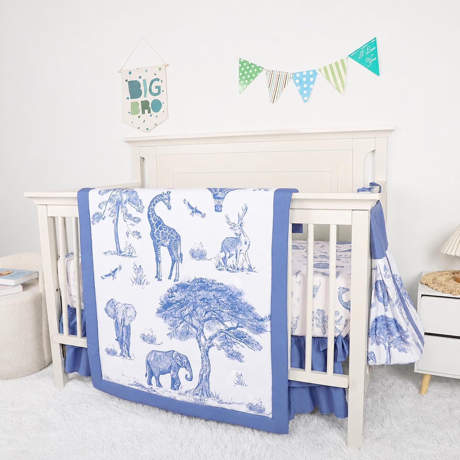 Detalle 2 de TANOFAR Crib Bedding Set, Blue Elephant