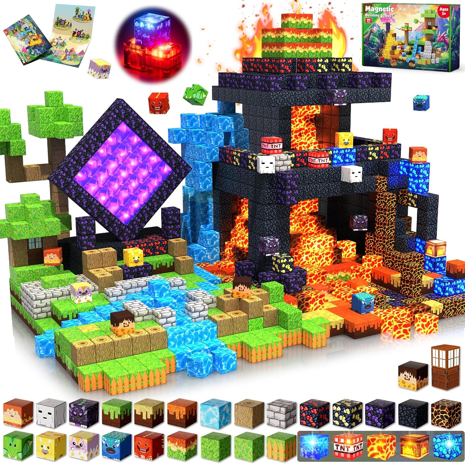 Detalle de Magnetic Blocks Dark Light 300pcs building set