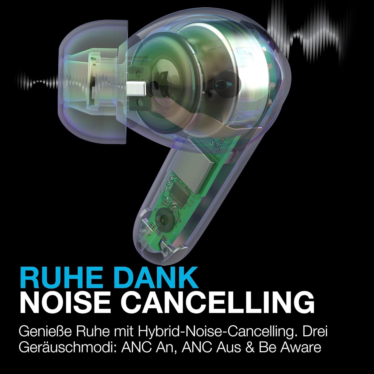 Thumbnail 1 de JLab JBuds Pods ANC In-Ear Bluetooth-Kopfhörer mit Hybrid-Noise-Cancelling, Multipoint & IP55 (Schwarz)