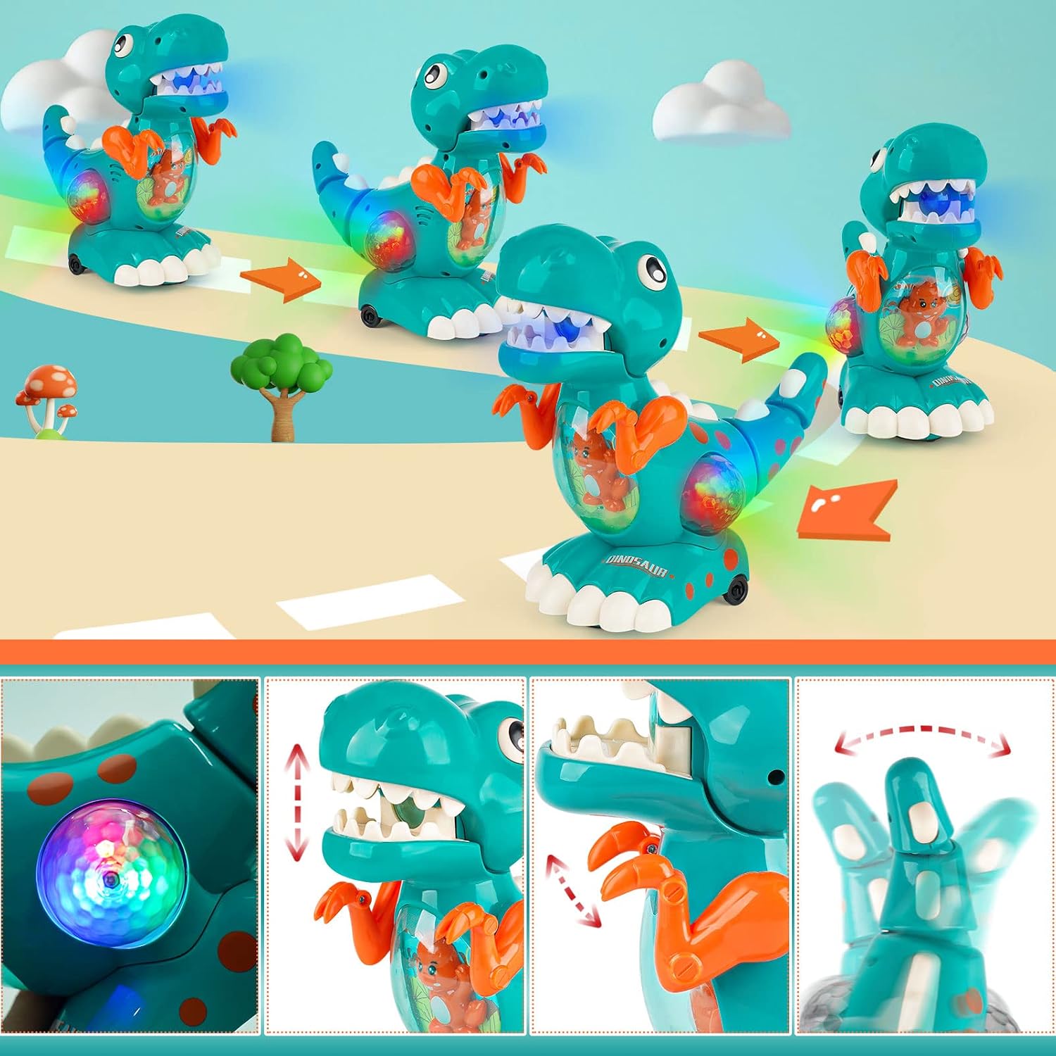 Detalle 2 de DINORUN Baby Toys Crawling Dinosaur 1pc