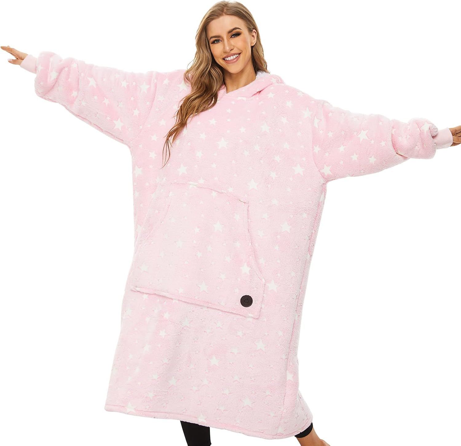 Detalle de THREE POODLE Wearable Blanket Hoodie, Sherpa Fleece