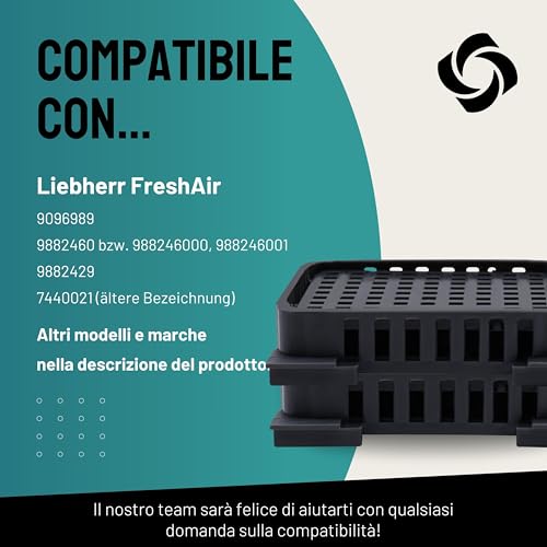Detalle de FilterBase Fresh Air Filtro per frigorifero Liebherr – 2 pezzi, carbone attivo, compatibile con 9096989, 9882460/988246000 e 7440021-00