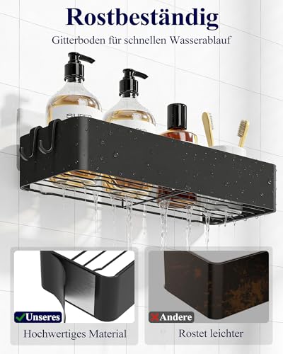 Detalle de Kitsure Duschablage ohne Bohren – 2 Stück rostfrei, große Kapazität, schnell trocknend