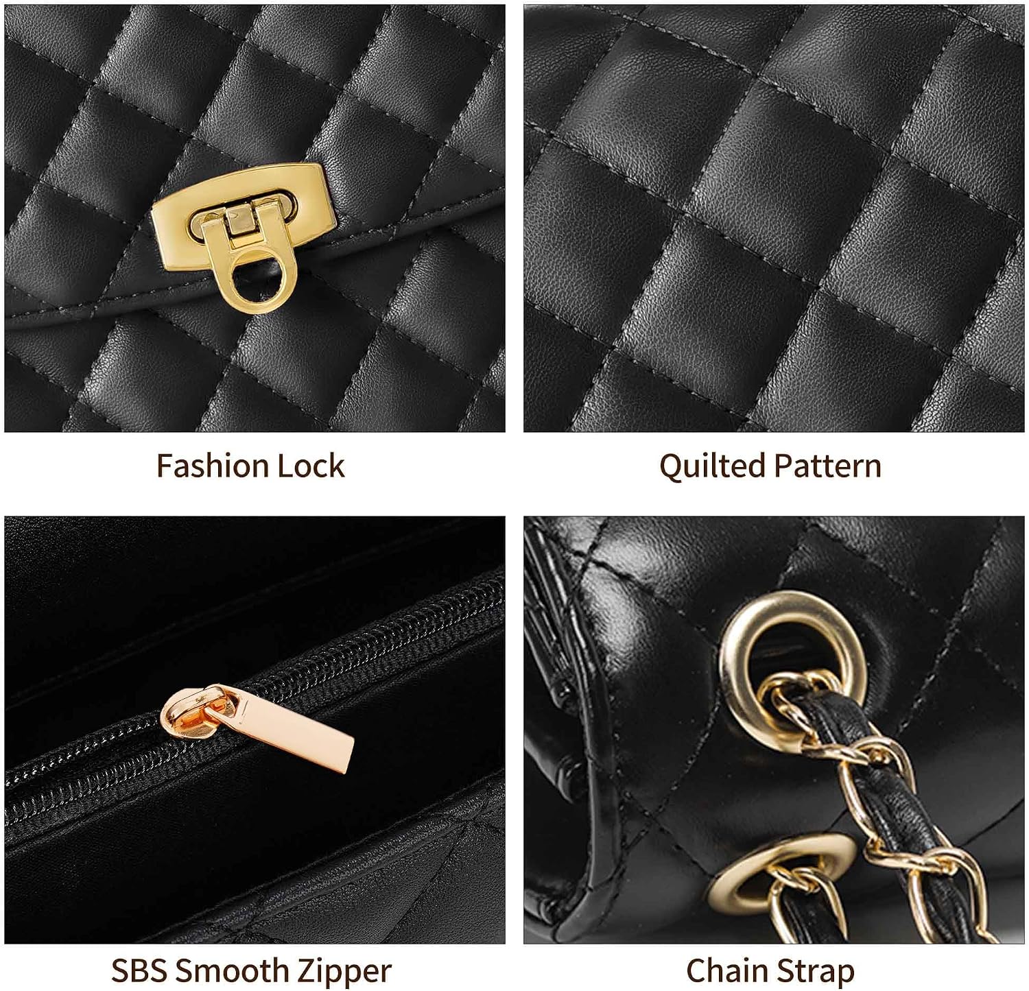 Detalle 2 de GEMIU Quilted Crossbody Purse, Vegan Leather
