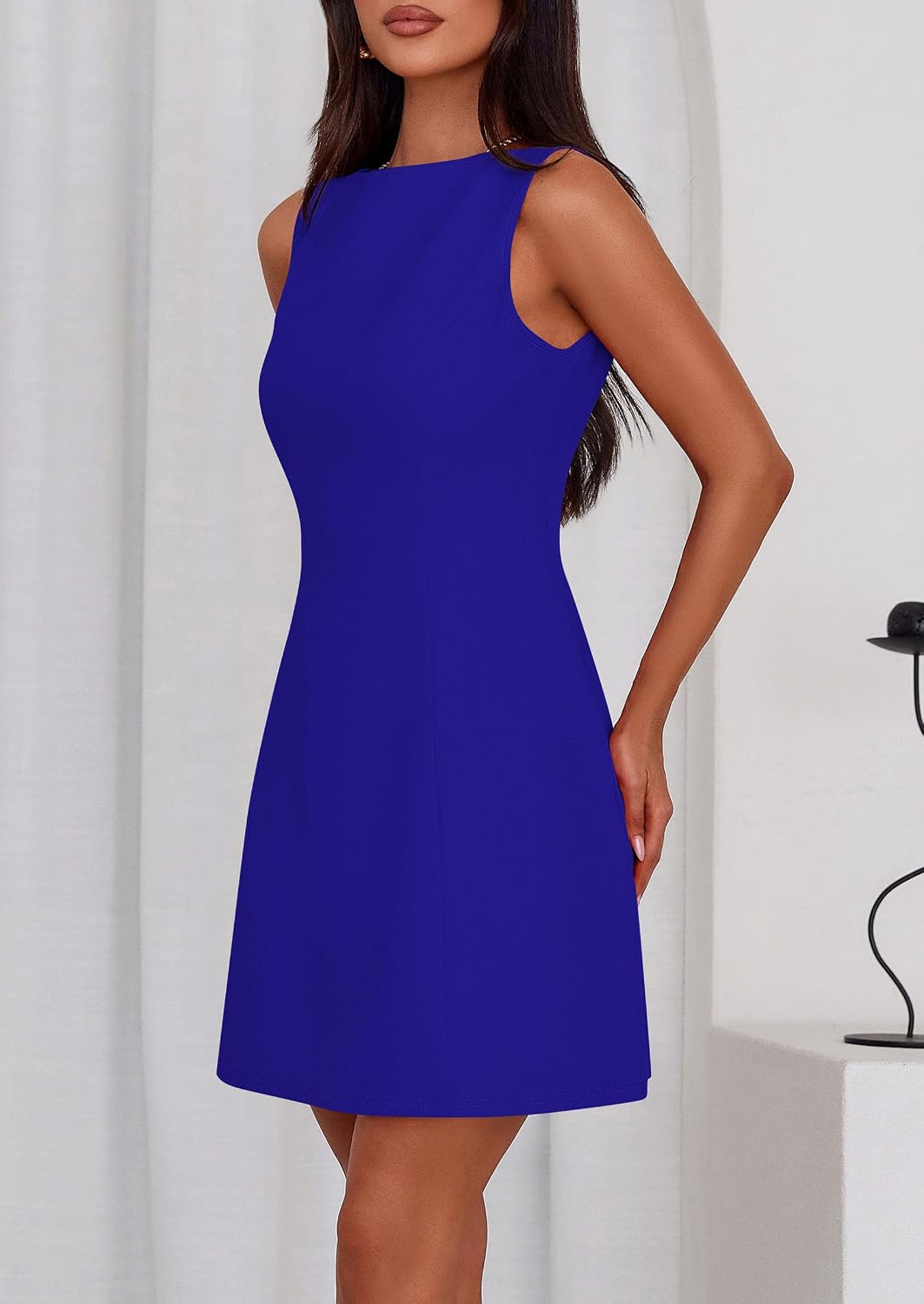 Detalle de PRETTYGARDEN Womens Sleeveless Boat Neck A-Line Mini Cocktail Dress (2026 Summer)