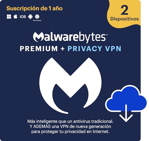 Detalle de Malwarebytes Premium + Privacy VPN para 2 dispositivos (12 meses) – Activación por correo