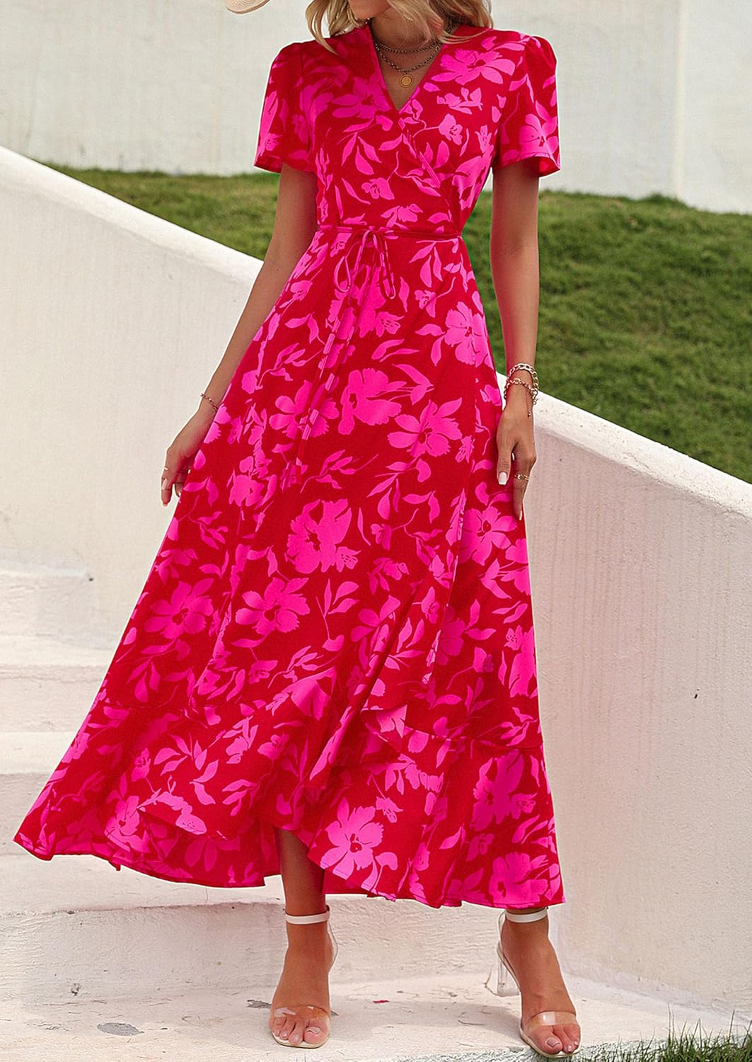 Thumbnail 3 de PRETTYGARDEN Women's Boho Floral Maxi Dress: V-Neck Wrap Comfort for Summer to Beyond