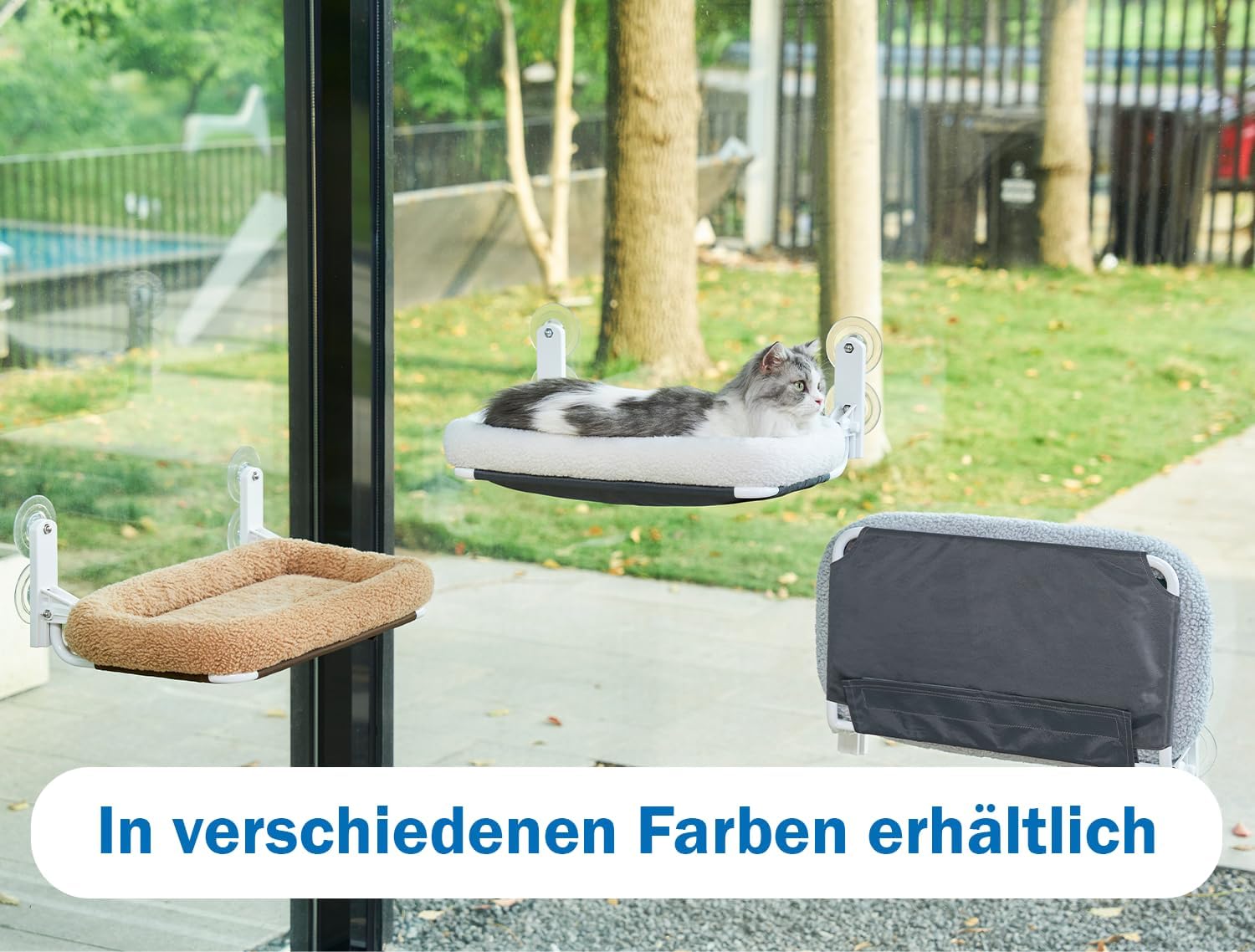 Thumbnail 6 de Zakkart Faltbare Katzenhängematte fürs Fenster – Kabellos, waschbares Bett, robuster Metallrahmen (grau, groß)
