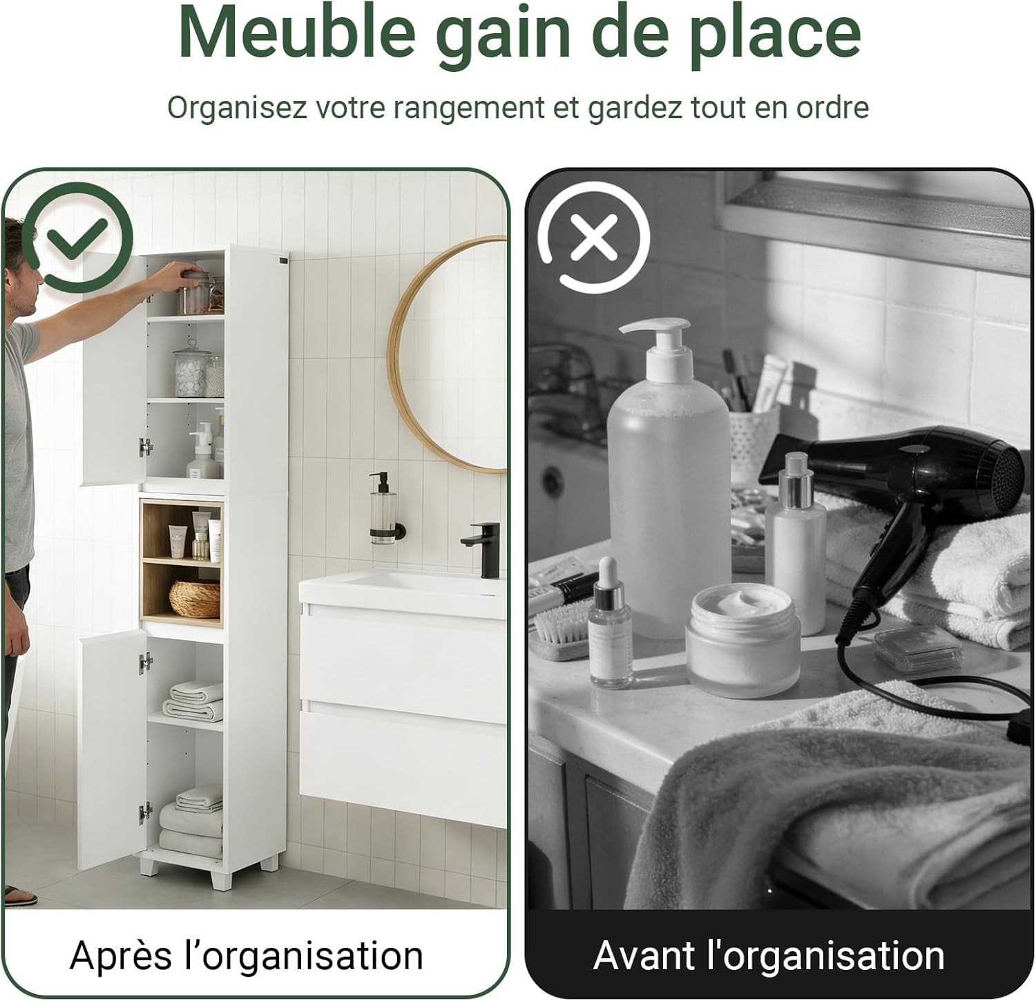 Thumbnail 4 de SoBuy BZR147-W meuble salle de bain 30x170x30 cm