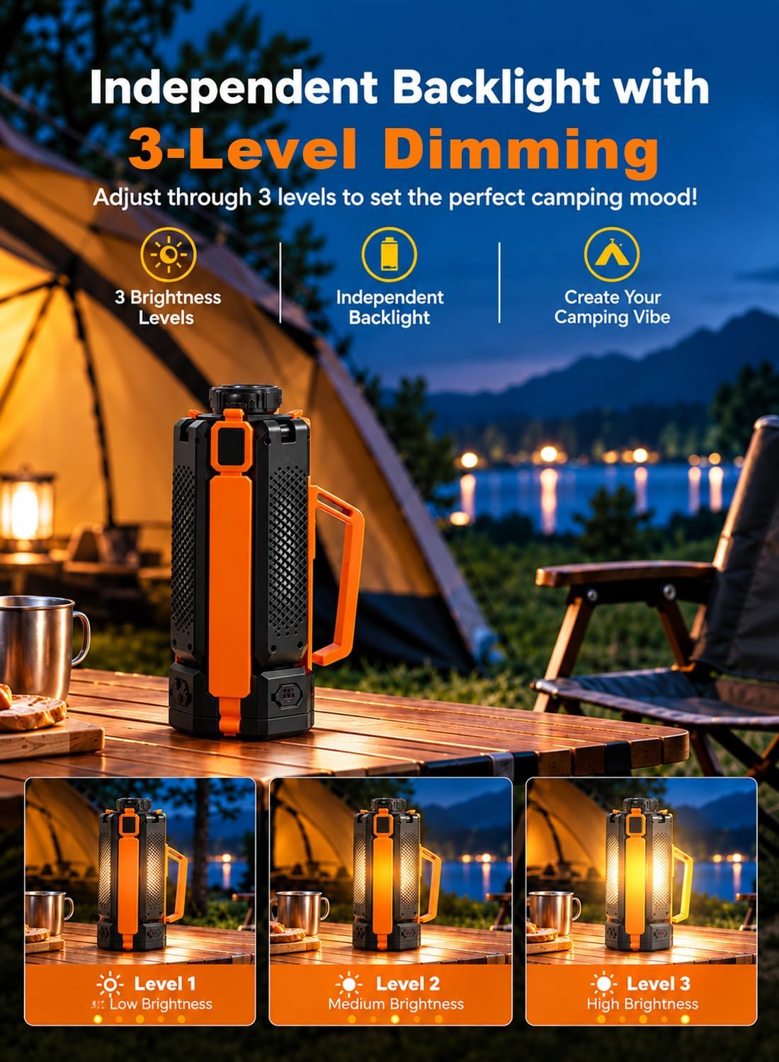 Detalle 2 de CuLiDing 15,000mAh Telescopic Camping Light with Dimming and Tripod Base