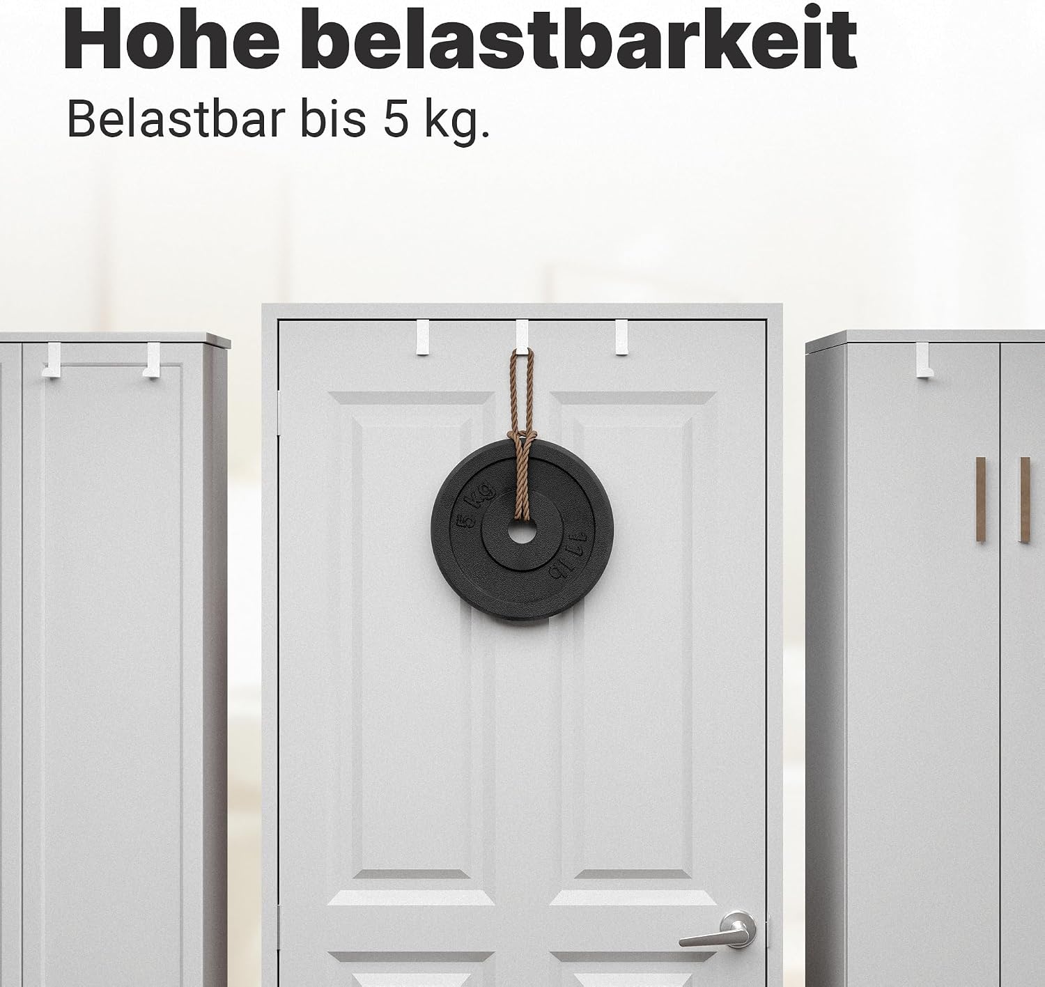 Detalle de Minismus Türhaken zum Einhängen – Edelstahl Türgarderobe set (4er) in Weiß