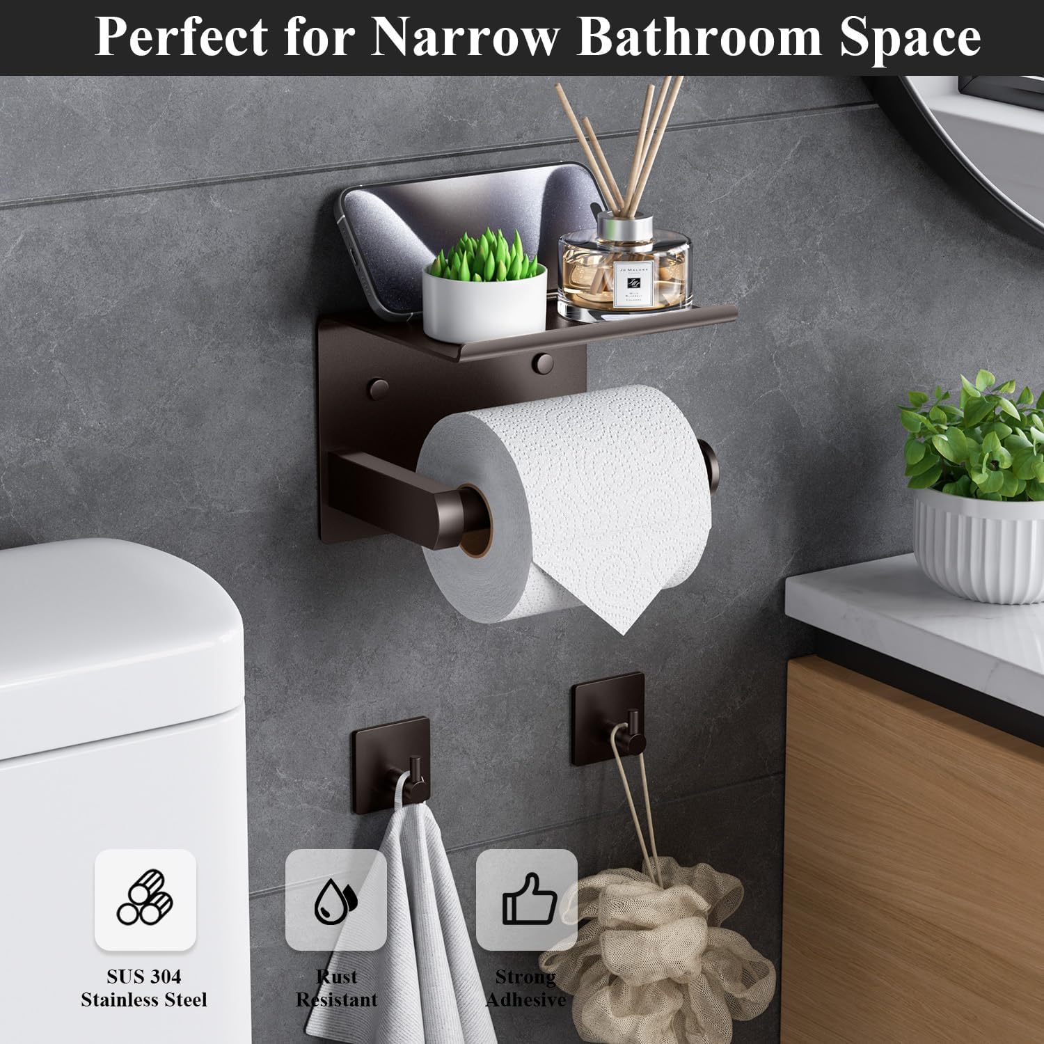 Detalle 2 de Tindbea Toilet Paper Holder, Stainless Steel