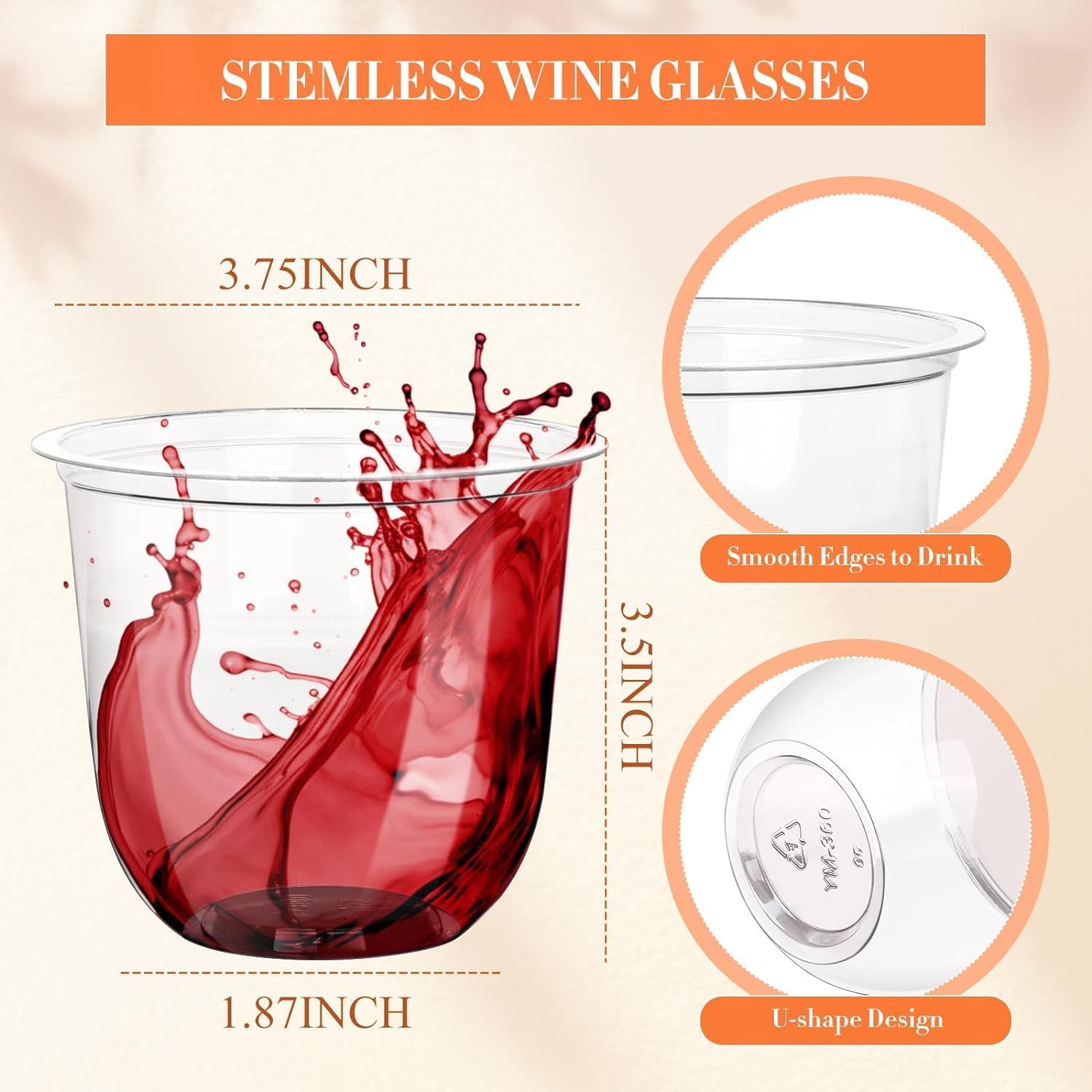 Detalle de KesaPlan 12oz Disposable Stemless Wine Glasses 100pcs