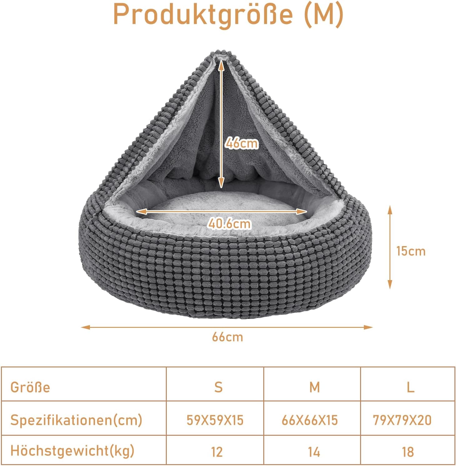 Thumbnail 4 de JoeJoy cuccia per cani di taglia media rotonda (66 x 66 x 15 cm) con coperta lavabile