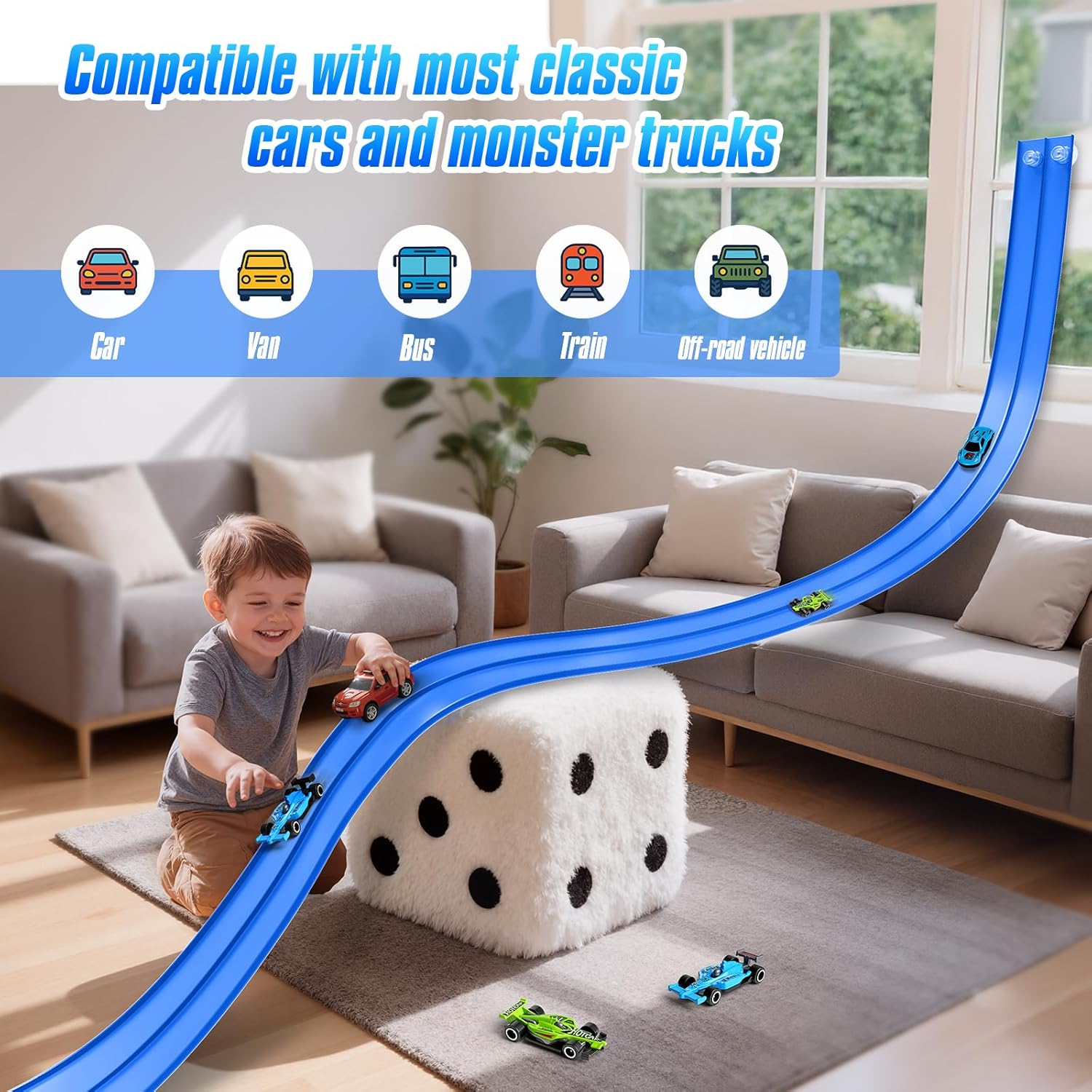 Thumbnail 1 de Hot Bee 4.5m Flexible Race Car Track for Kids
