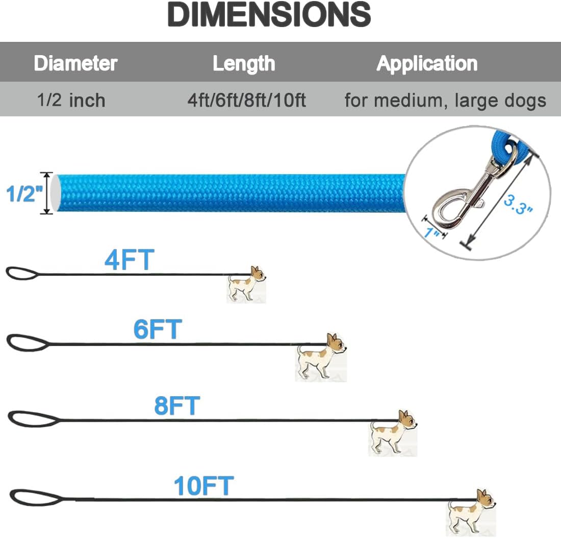 Detalle de MayPaw 8ft Dog Lead – Classic Solid Colour, Leather Connector & Heavy-Duty Nylon