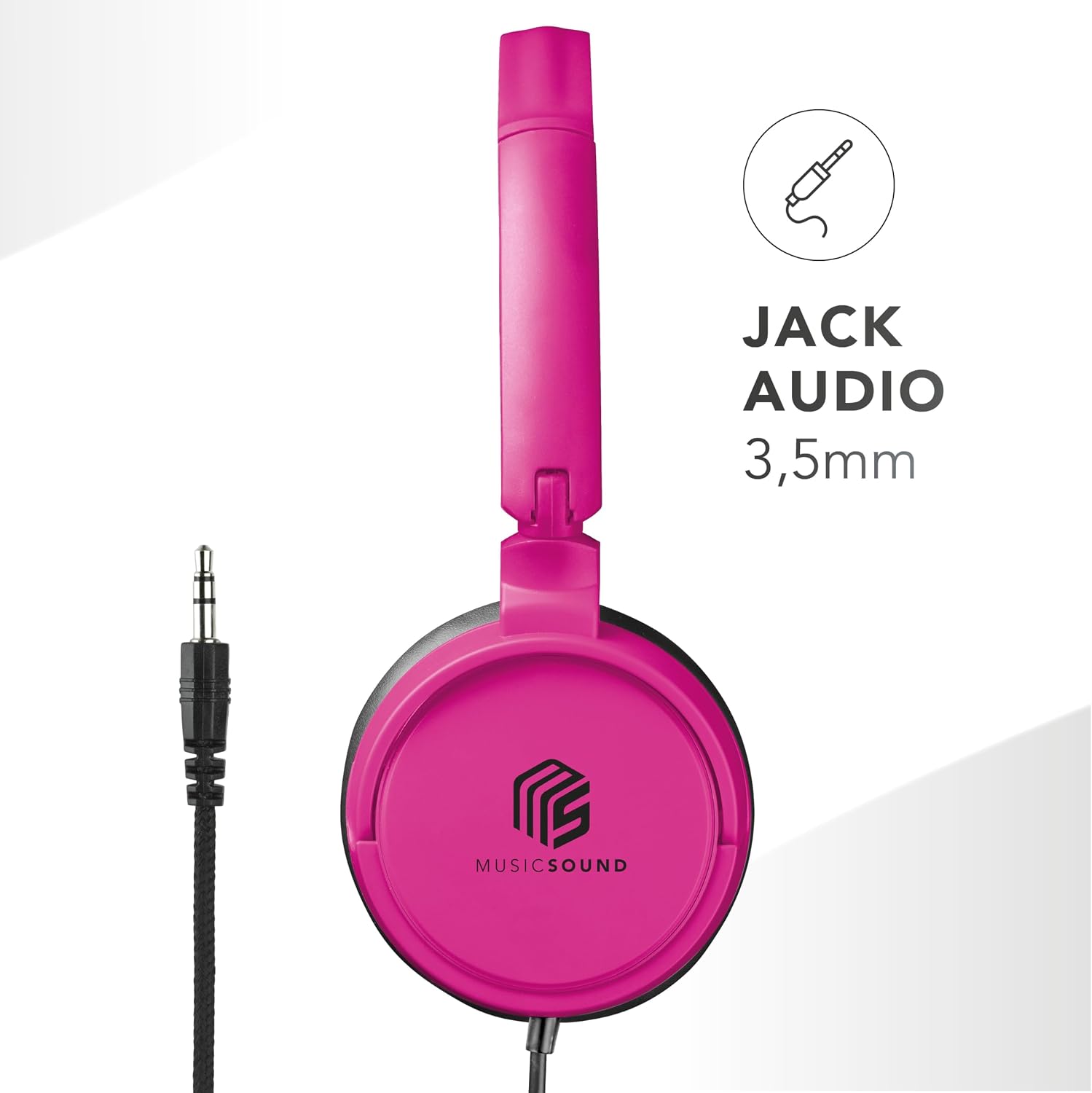 Thumbnail 2 de Music Sound Headband Basic: cuffie on-ear pieghevoli con microfono e jack 3.5 mm, rosa