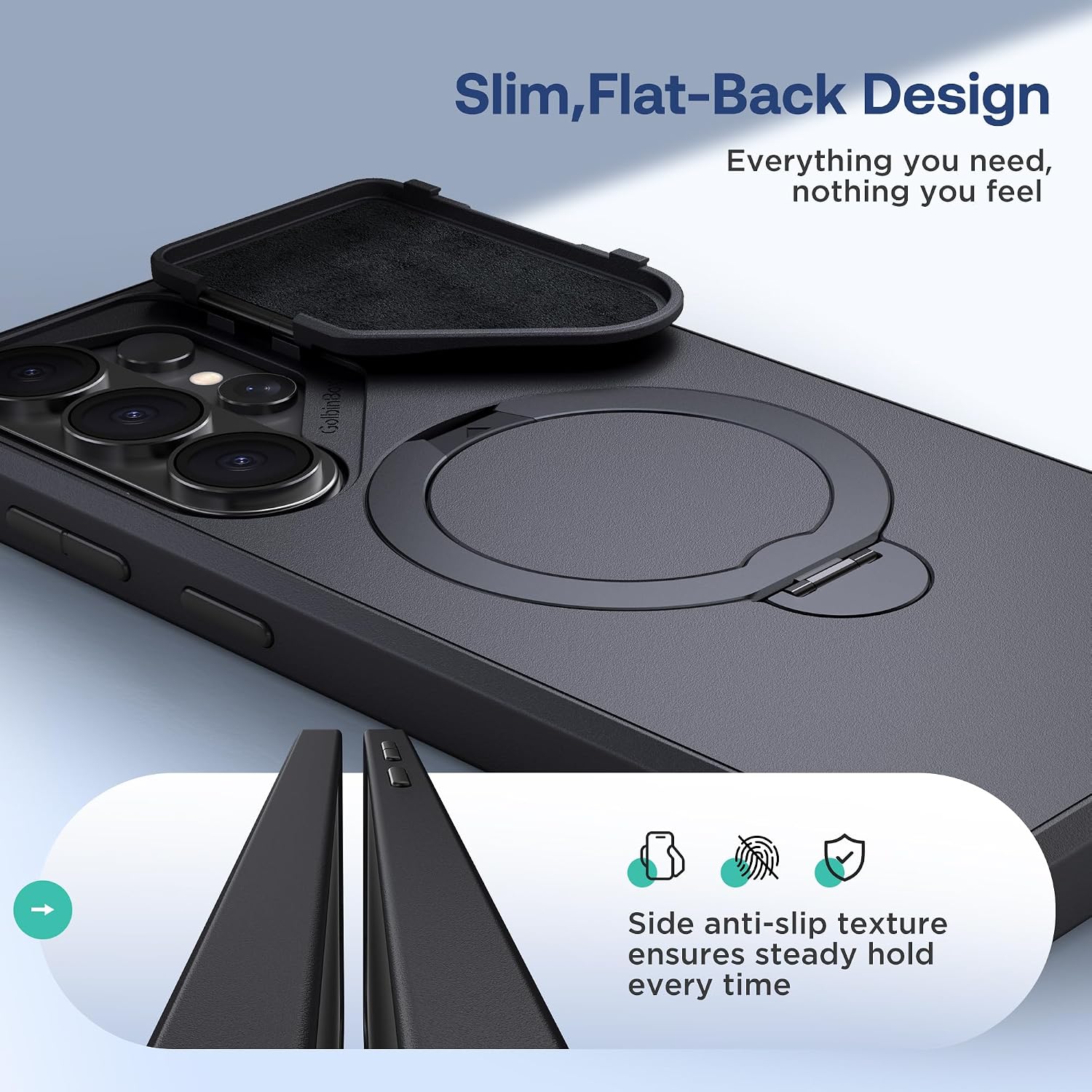Detalle de GOLBINBOX GolbinBox 360 Adjustable Magnetic Stand for Samsung Galaxy S26 Ultra (Black)