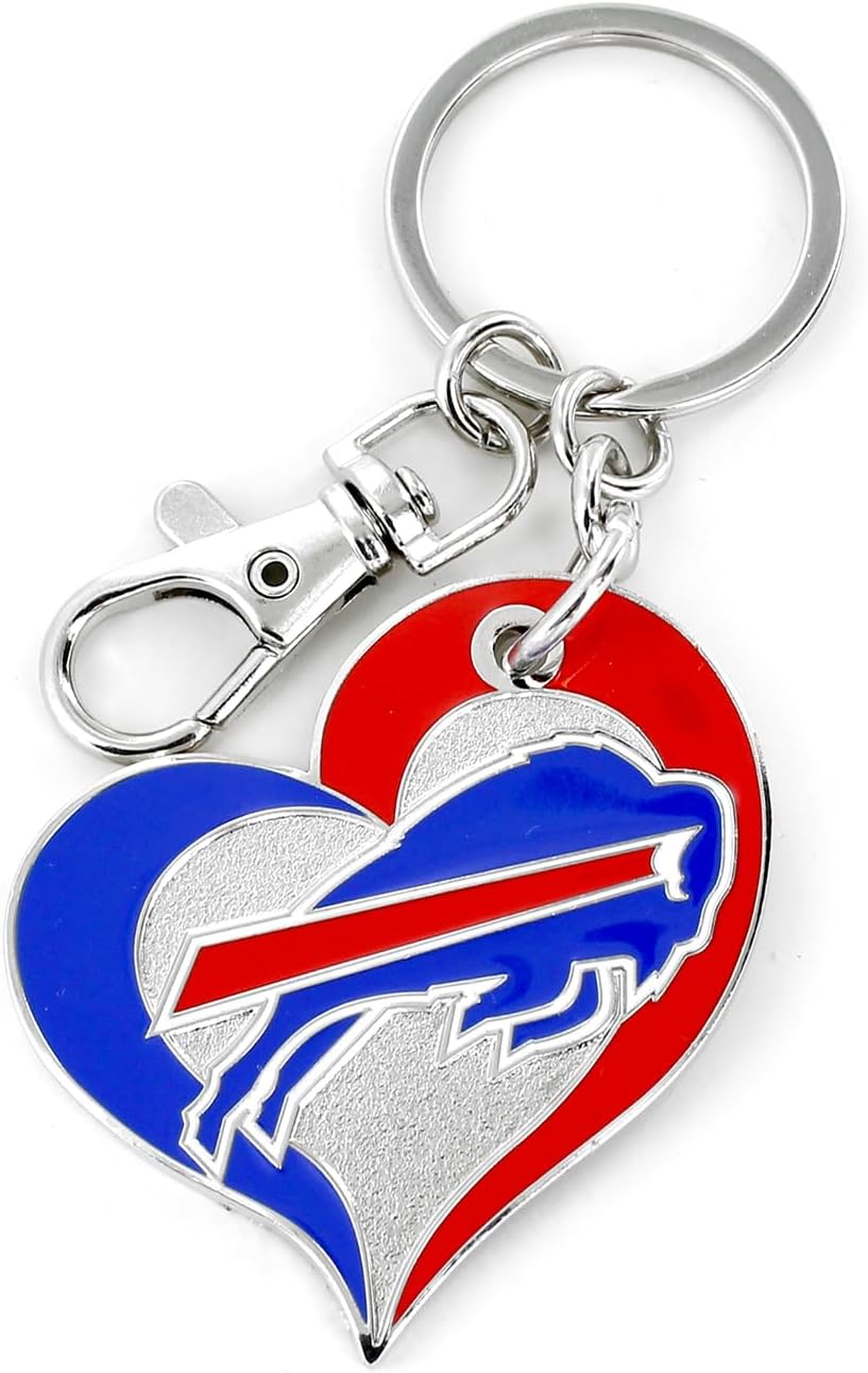 Aminco NFL Swirl Heart Keychain (Unisex) with Lobster Claw Closure