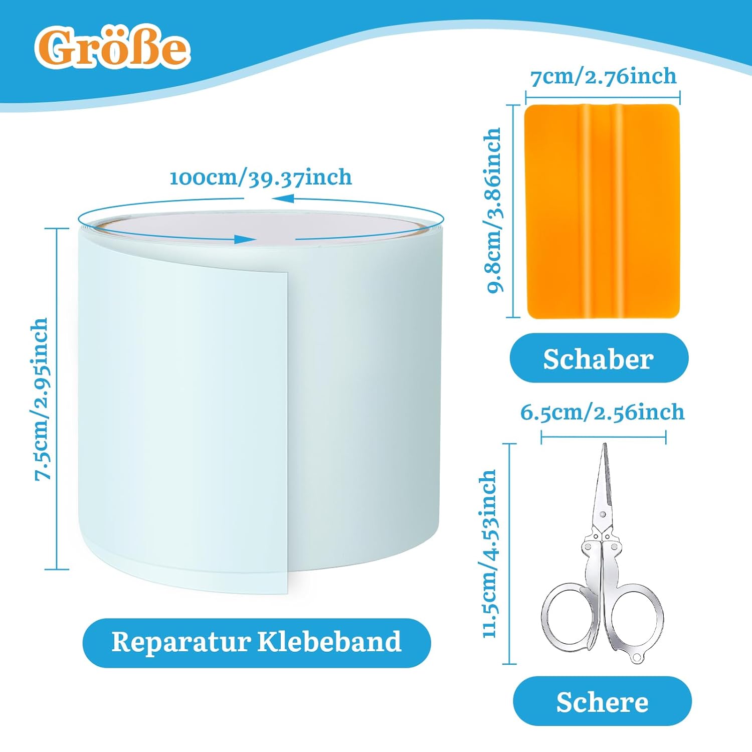 Detalle de Hymarvo Unterwasser-Reparaturset für Pools 7,5x100 cm – Selbstklebend, transparent