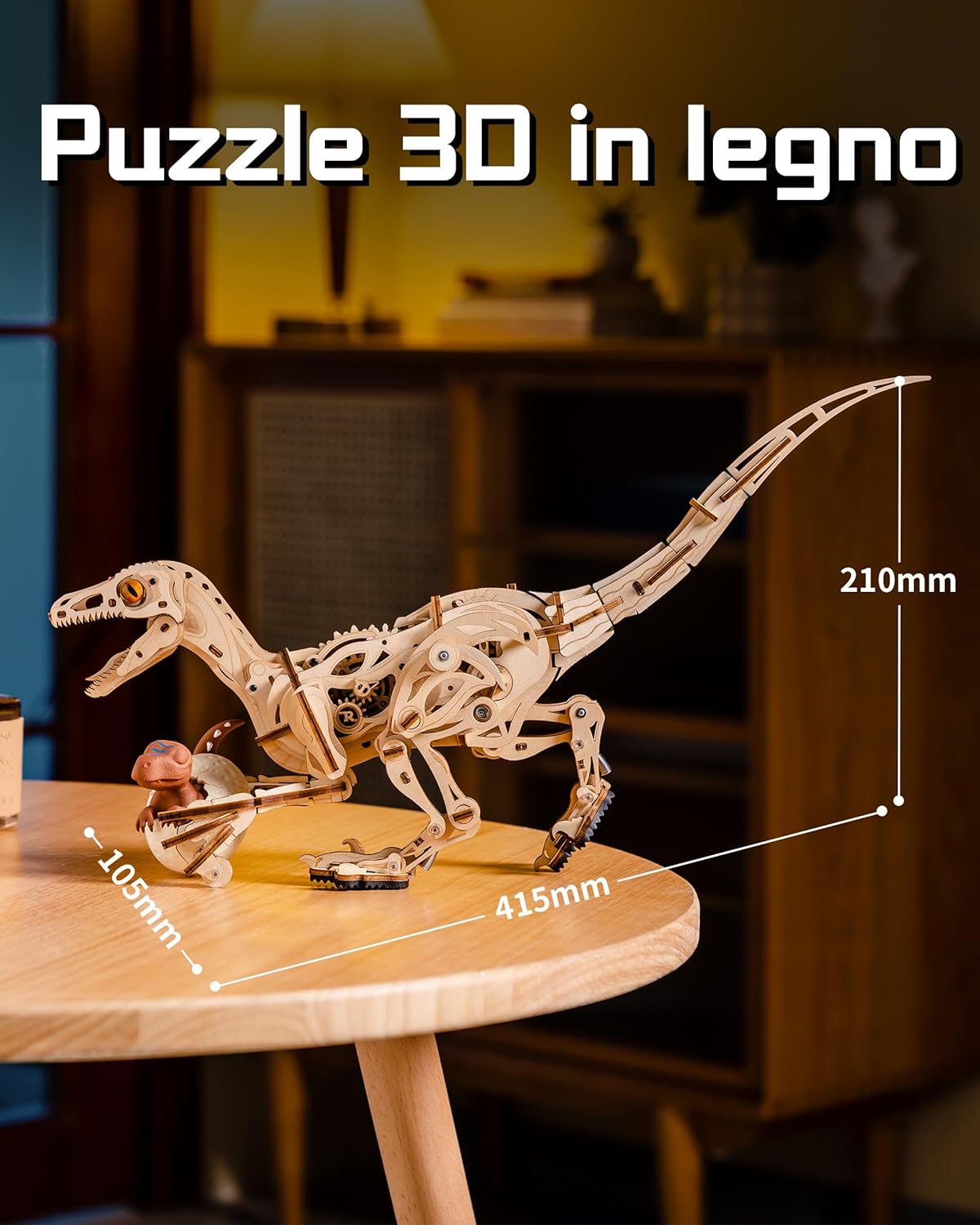 Thumbnail 5 de ROBOTIME LD01 Velociraptor 3D puzzle in legno 🦖
