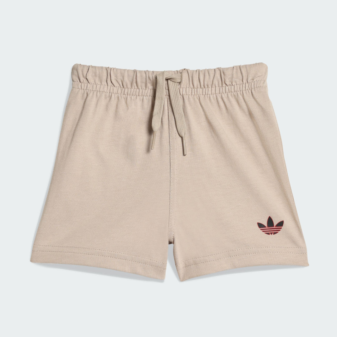 Thumbnail 3 de Adidas conjunto Trefoil de camiseta y pantalón corto beige