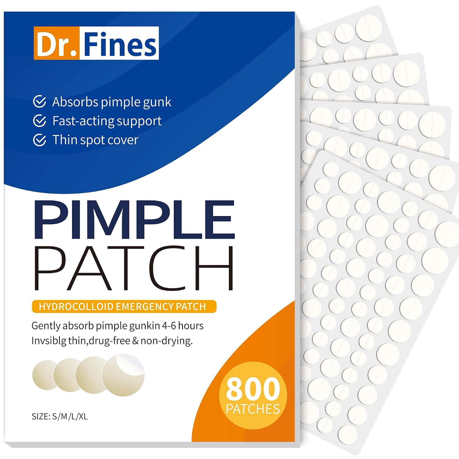Detalle de Dr.fines Hydrocolloid Pimple Patches, 800 Count