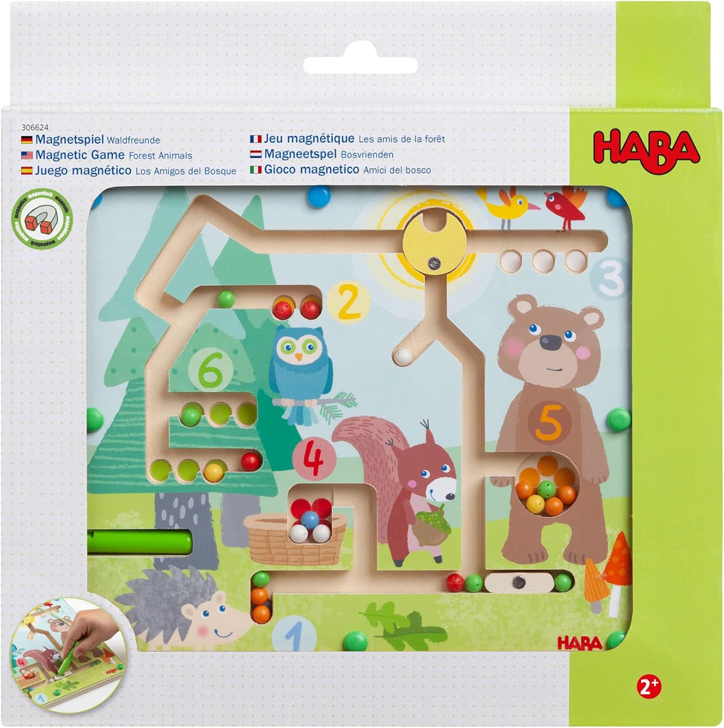 Detalle 2 de HABA – Jeu magnétique Les Amis de la forêt : apprentissage des couleurs et des chiffres 1 à 6