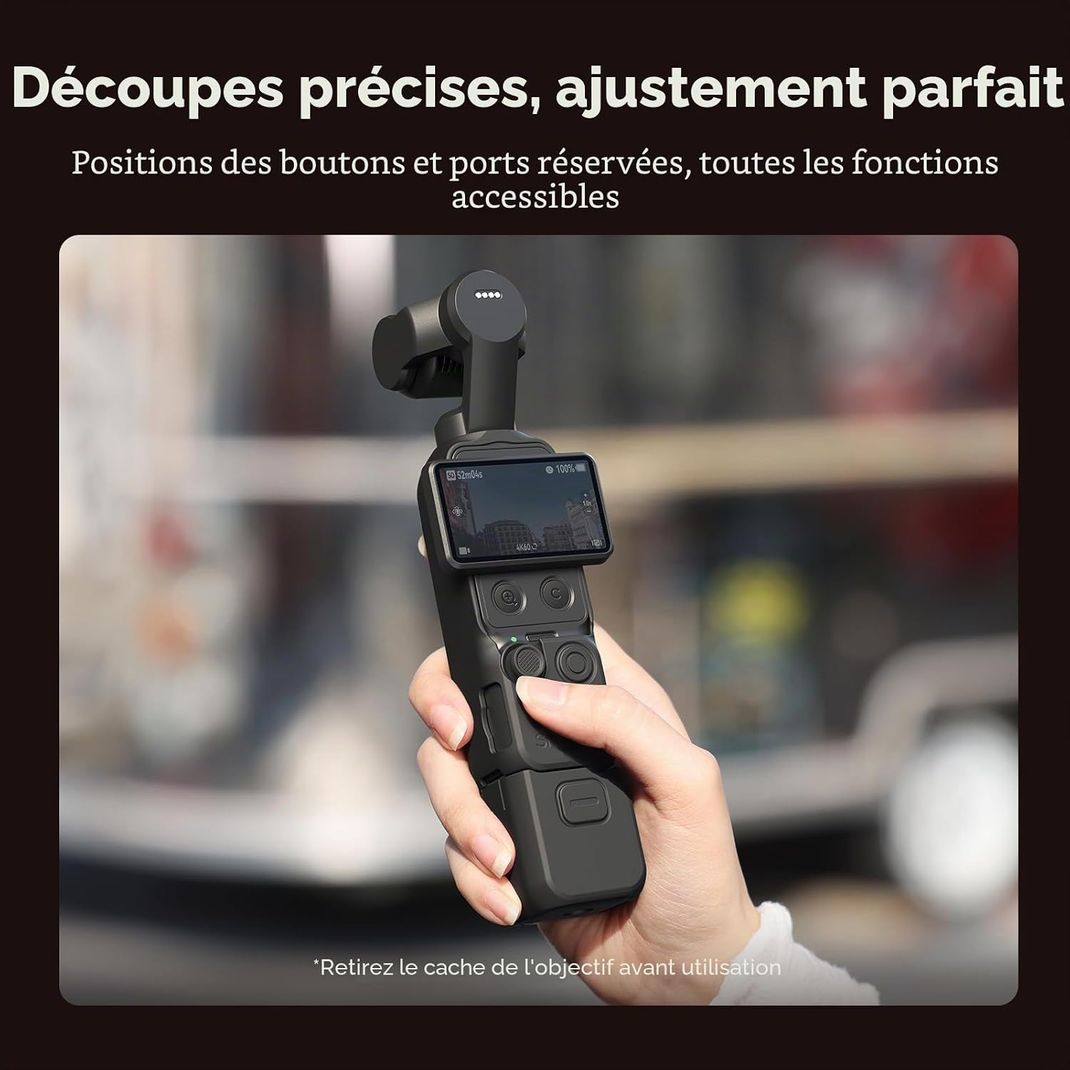 Detalle de SmallRig Étui de Protection en Silicone pour DJI Osmo Pocket 4 – Kit modulaire avec écran trempé et dragonne