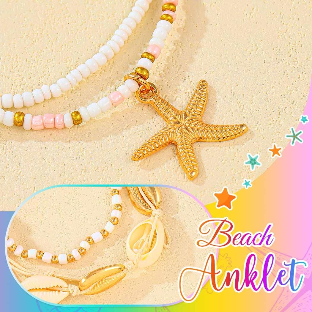 Thumbnail 4 de Fashband Boho-Fußkettchen mit Perlen – Seesternfarben, mehrlagig, Strand-Accessoire für Damen