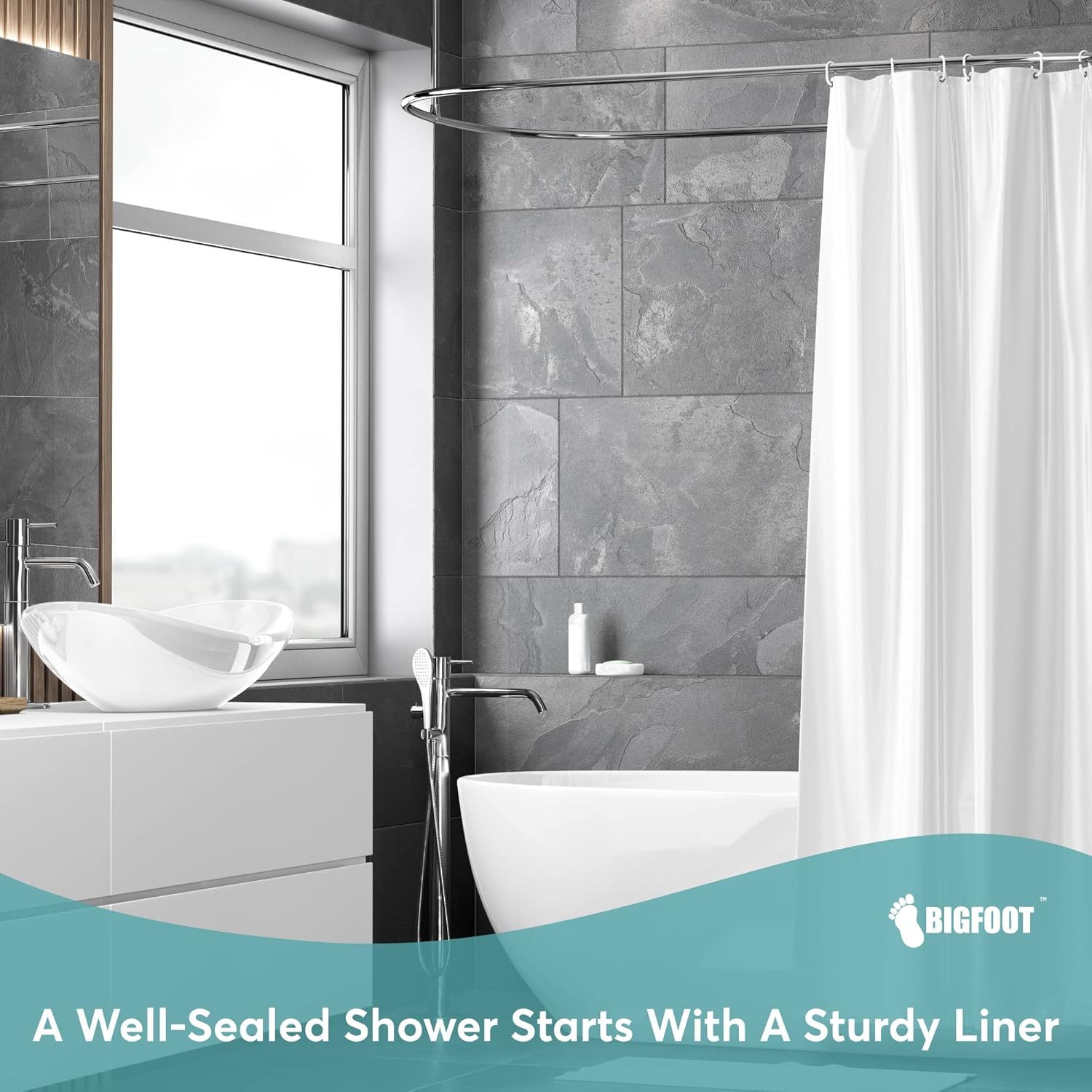 Detalle 2 de BigFoot Clear Shower Curtain Liner 72x72