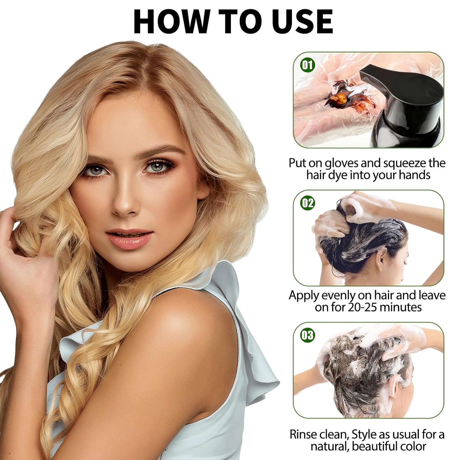 Thumbnail 6 de Lunory Light Blonde Hair Dye Shampoo for Gray Coverage – 400ml 3-in-1 Color Shampoo