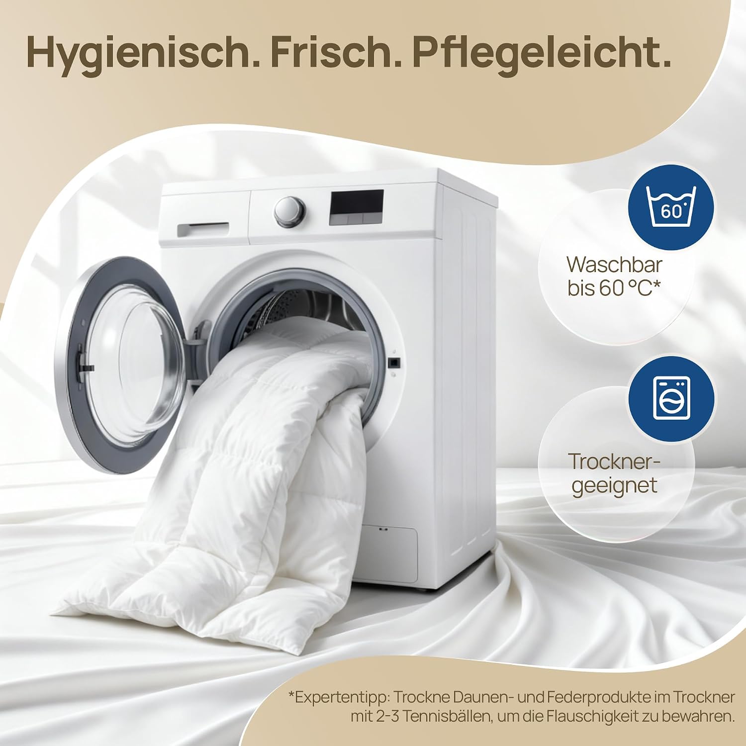 Detalle de LILENO HOME Premium Daunendecke 135x200 Ganzjahresdecke – 90% Daunen / 10% Federn, Flüsterleise & Wolkenweich