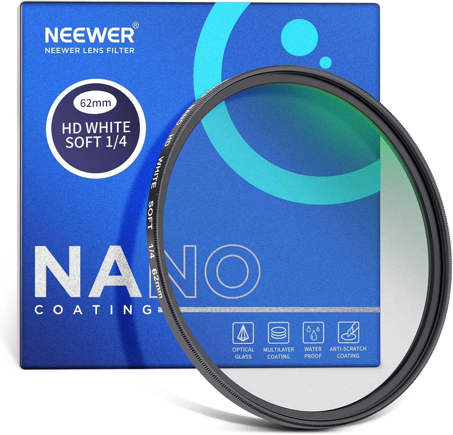 Detalle de NEEWER 62mm Soft White Diffusion 1/4 Filter