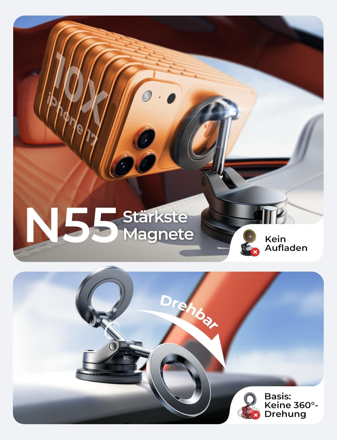 Detalle 2 de LISEN Vakuum Magnet‑Autohalterung für iPhone
