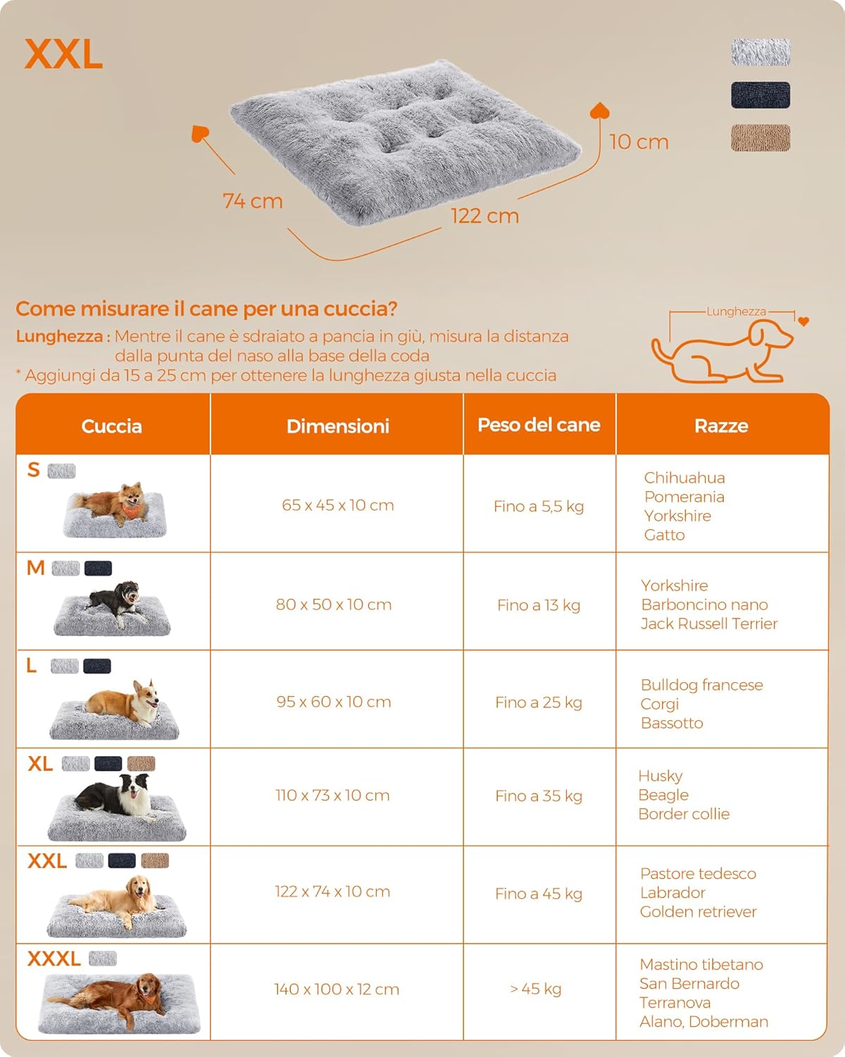 Thumbnail 5 de Feandrea Cuccia per cani cuccia 122 x 74 cm