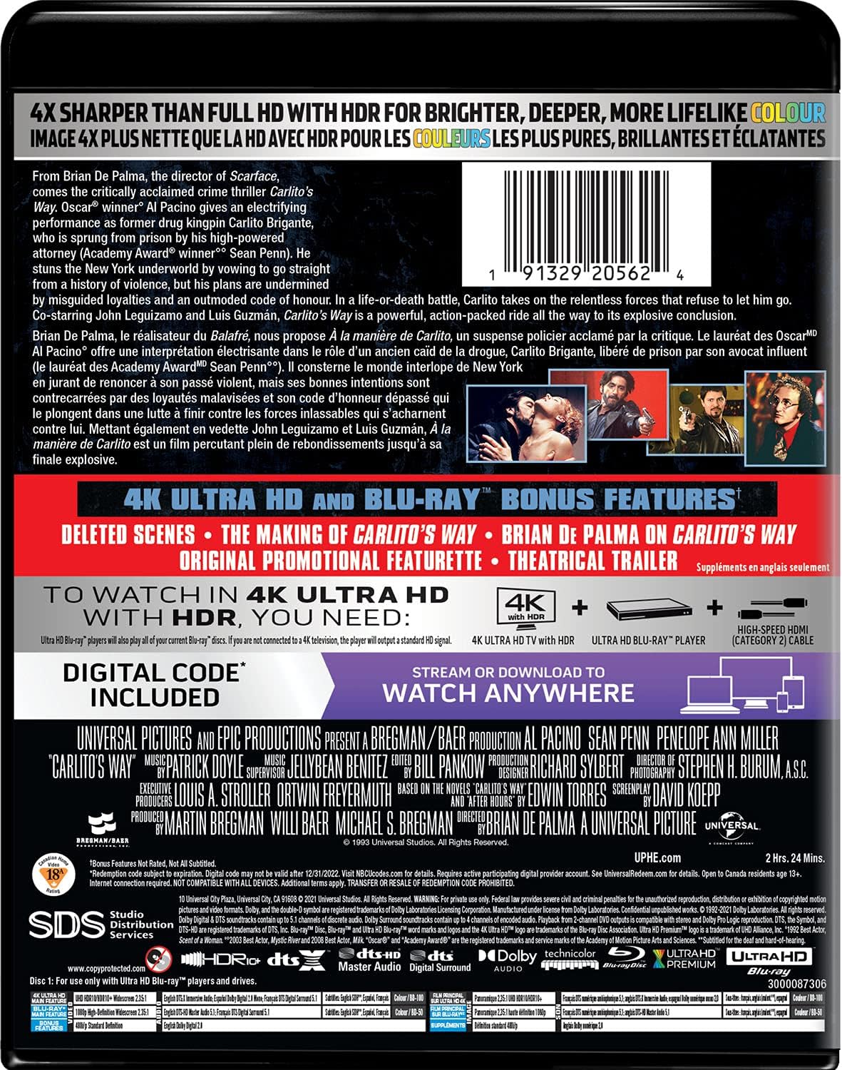 Detalle de Carlito's Way 4K Ultra HD + Blu-ray with HDR10+ and Bonus Features