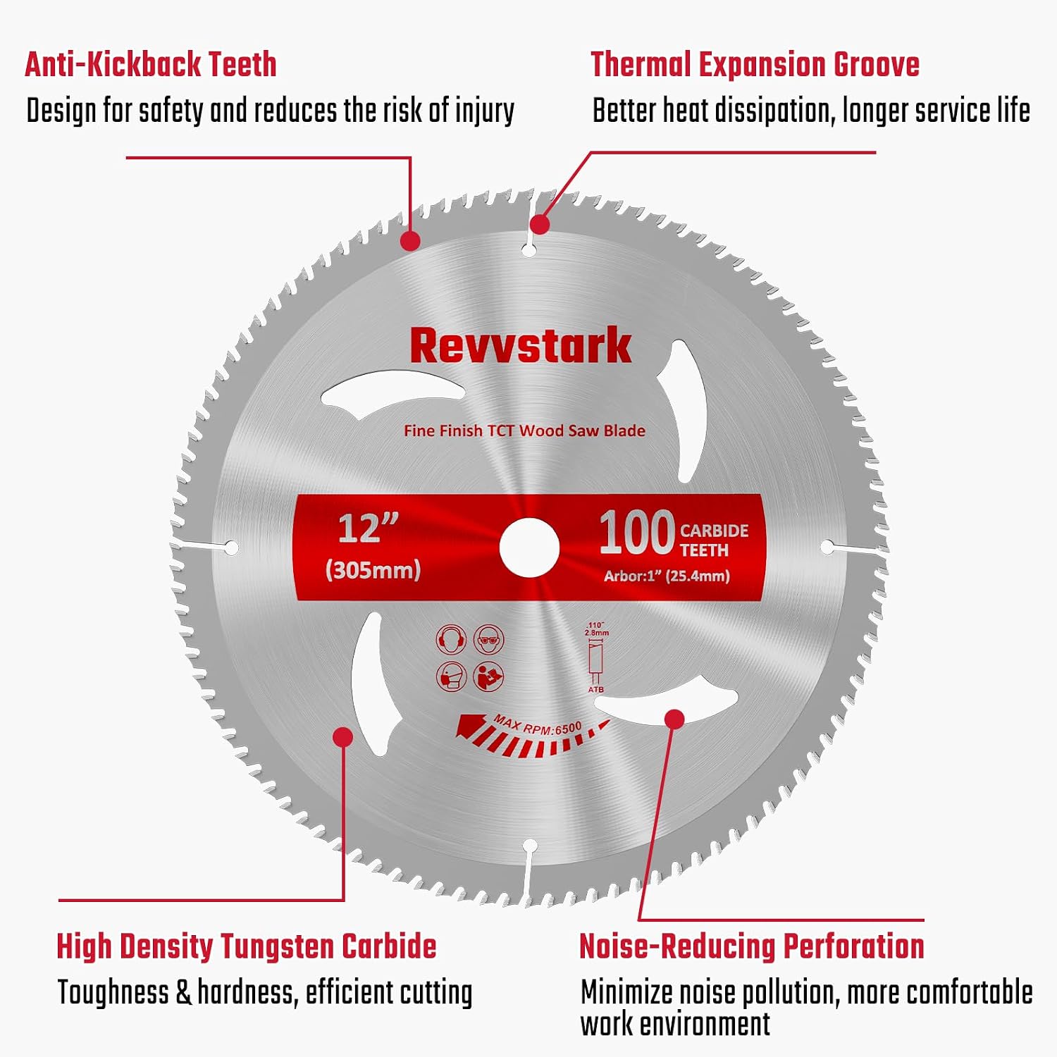 Thumbnail 3 de Revvstark RE-012-100 12-Inch Circular Saw Blade, 100-Tooth Carbide Tipped