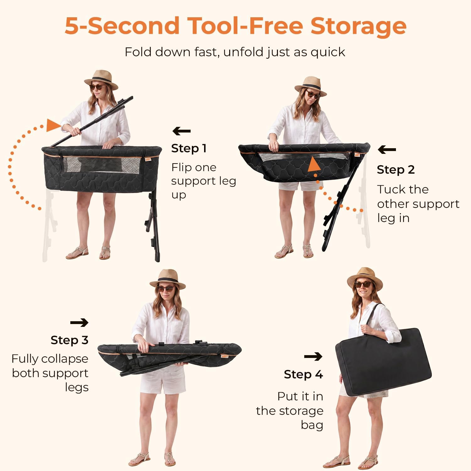 Thumbnail 1 de Pamo babe 3-in-1 Foldable Bedside Bassinet with Wheels, Adjustable Height, Grey