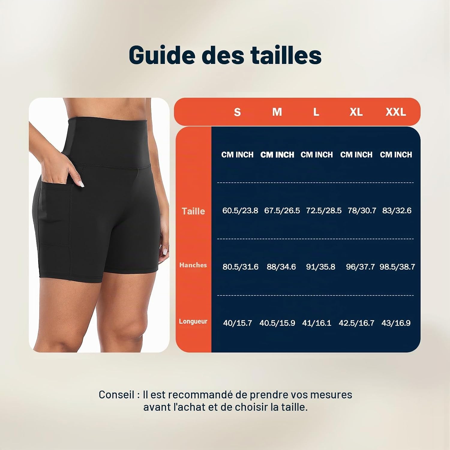 Detalle de GIMDUMASA Shorts de sport femme taille haute avec pochette GI371 – confort et maintien pour yoga, fitness et running