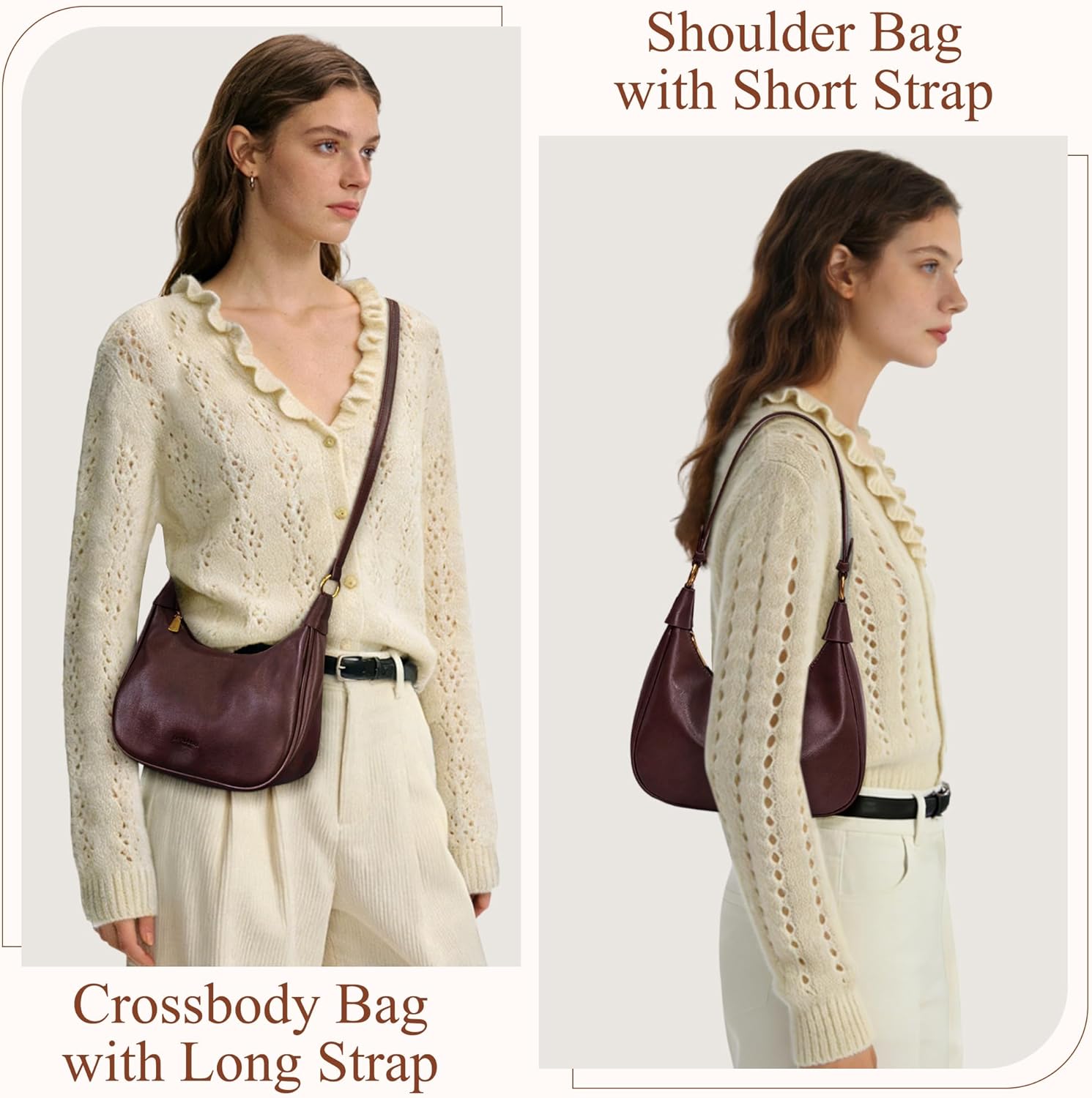 Thumbnail 2 de Mabecol Sac Bandoulière Femme Petit PU – Mini modèle Y2K rétro, deux bretelles amovibles