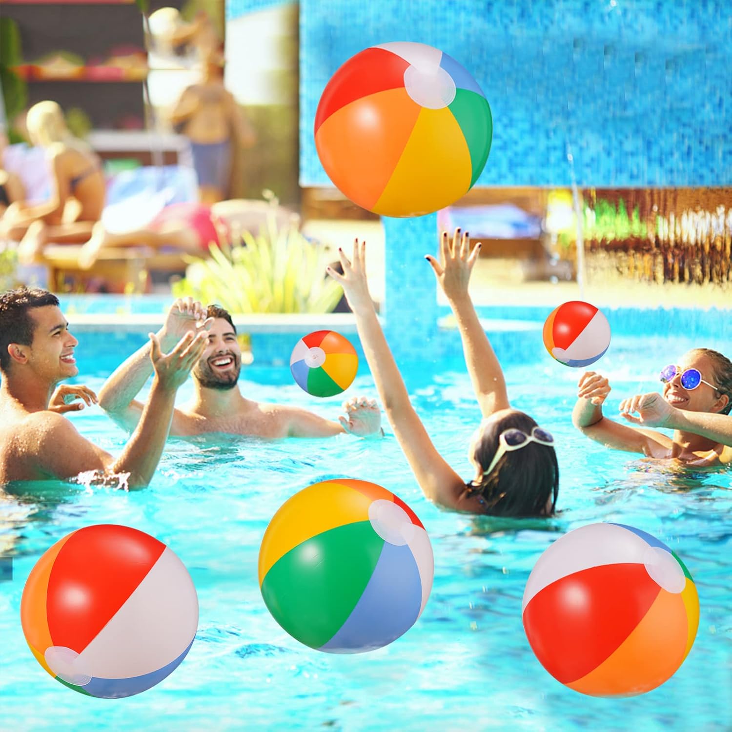 Thumbnail 4 de SCIONE SCIONE Beach Balls Bulk 24 Pack (9-inch Inflatable) for Pool Games & Summer Party Favors