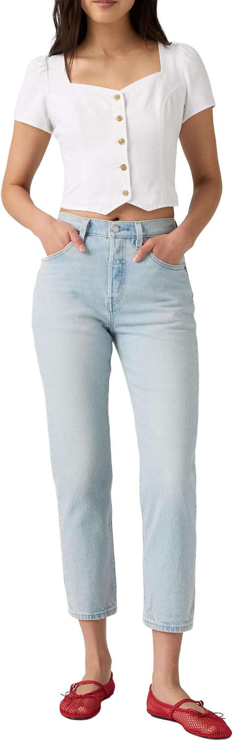 Detalle de Levi's 501 Crop Donna - Jeans a gamba dritta corti, comfort e stile senza tempo