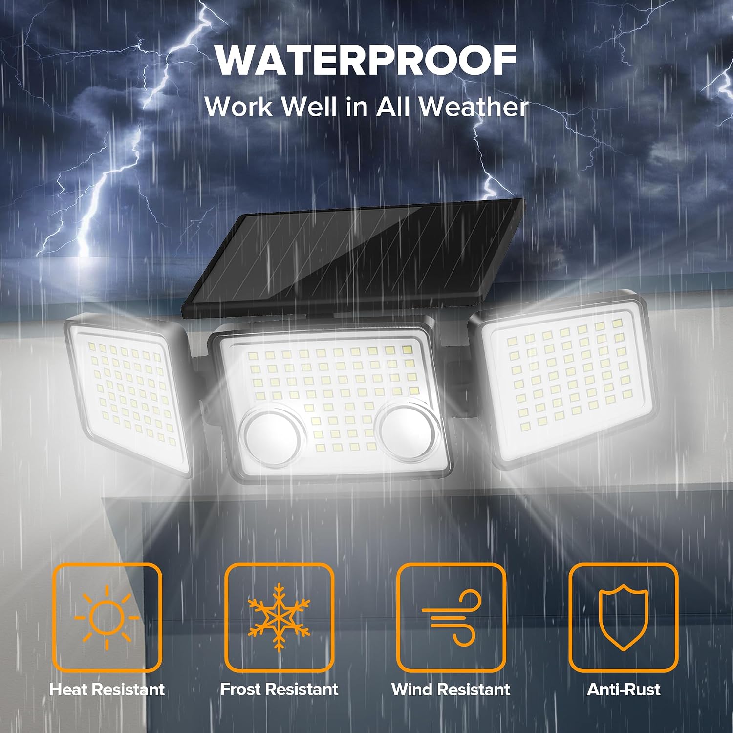 Detalle 2 de LUTEC Solar Outdoor Lights 332 LED 7000K with Dual Motion Sensors (IP65)