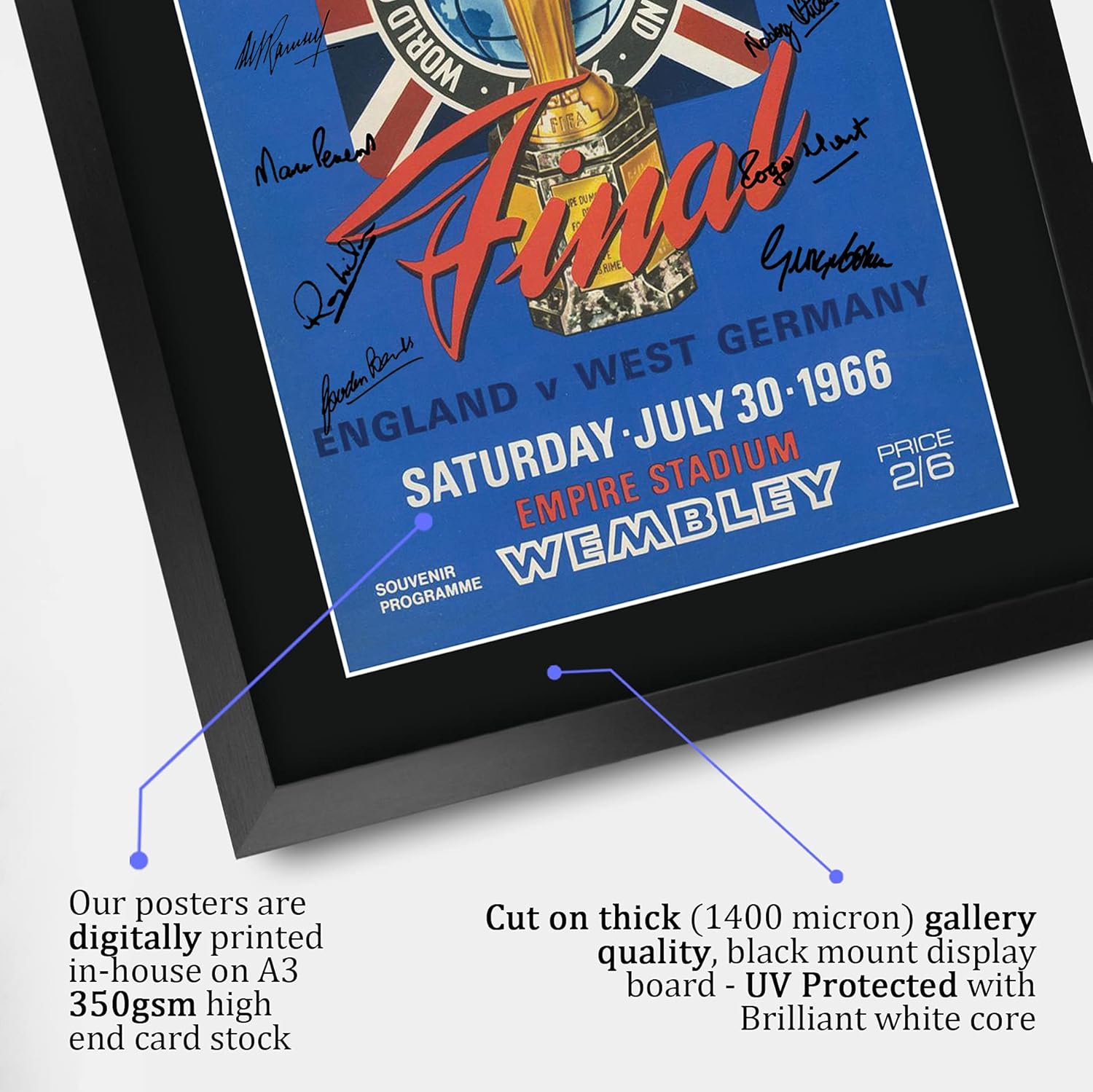 Thumbnail 3 de HWC Trading FR A3 England 1966 World Cup Final framed signed autograph memorabilia poster (A3)