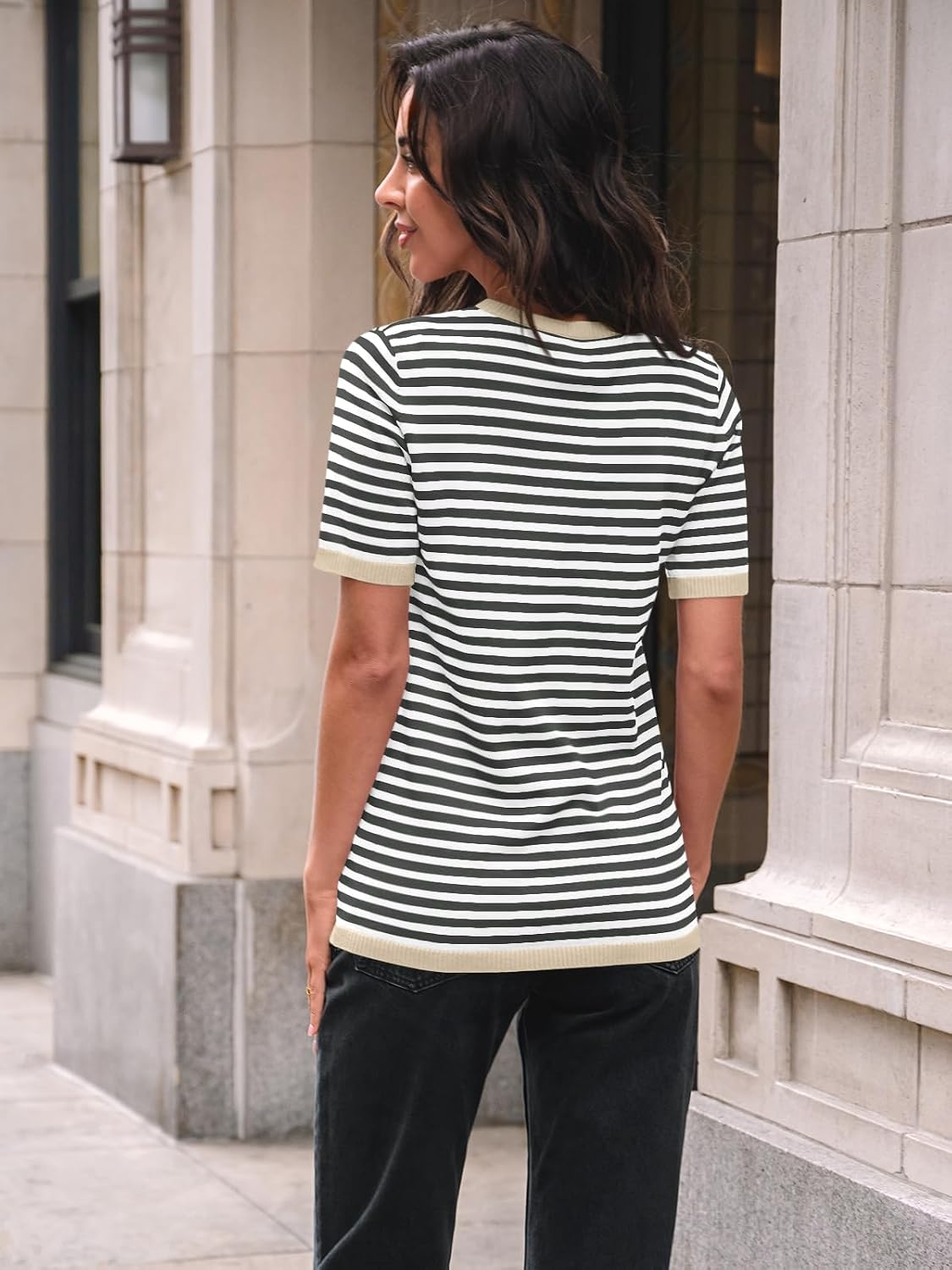 Thumbnail 3 de LILLUSORY striped short sleeve sweater