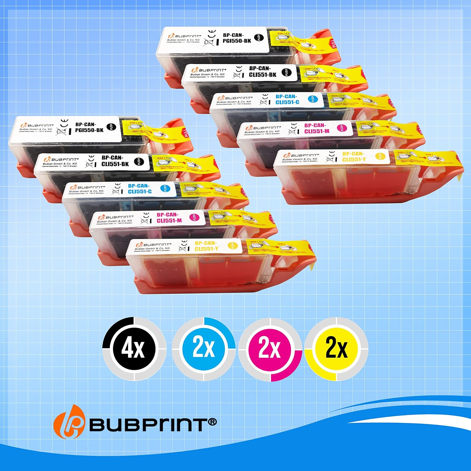 Thumbnail 6 de 10 Bubprint Cartucce d'inchiostro compatibili per Canon PGI-550 CLI-551 XL (Pacco Multipack) per Pixma