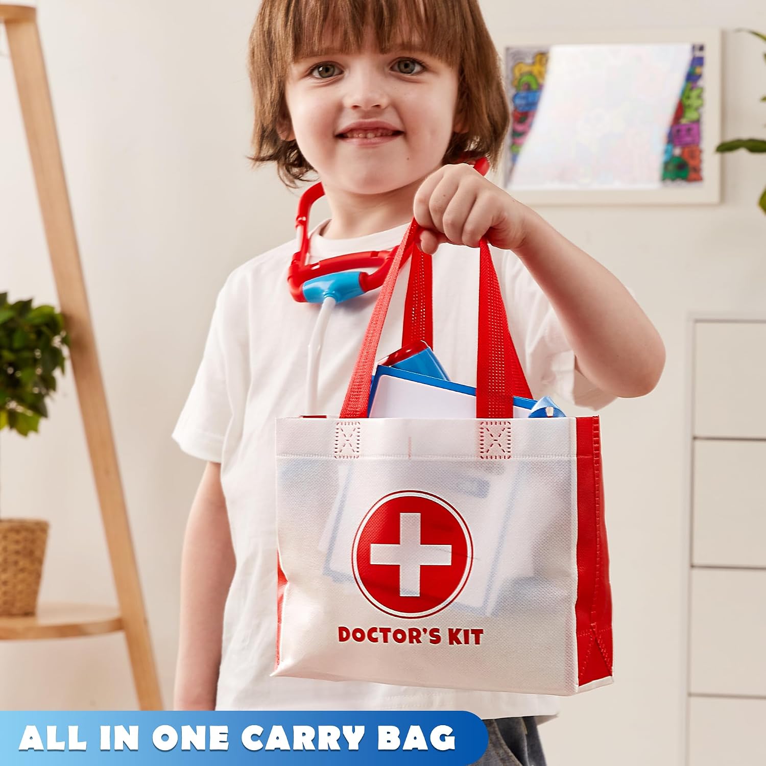 Detalle 2 de Play-Act Doctors Set for Kids: 16-Piece Role Play Kit with Bag