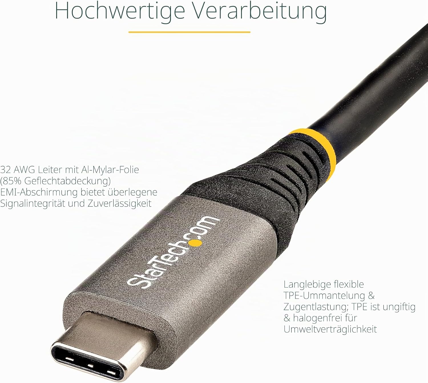 Detalle de StarTech.com USB-C-zu-USB-C-Kabel 1 m (10 Gbps, USB-IF zertifiziert) USB31CCV1M
