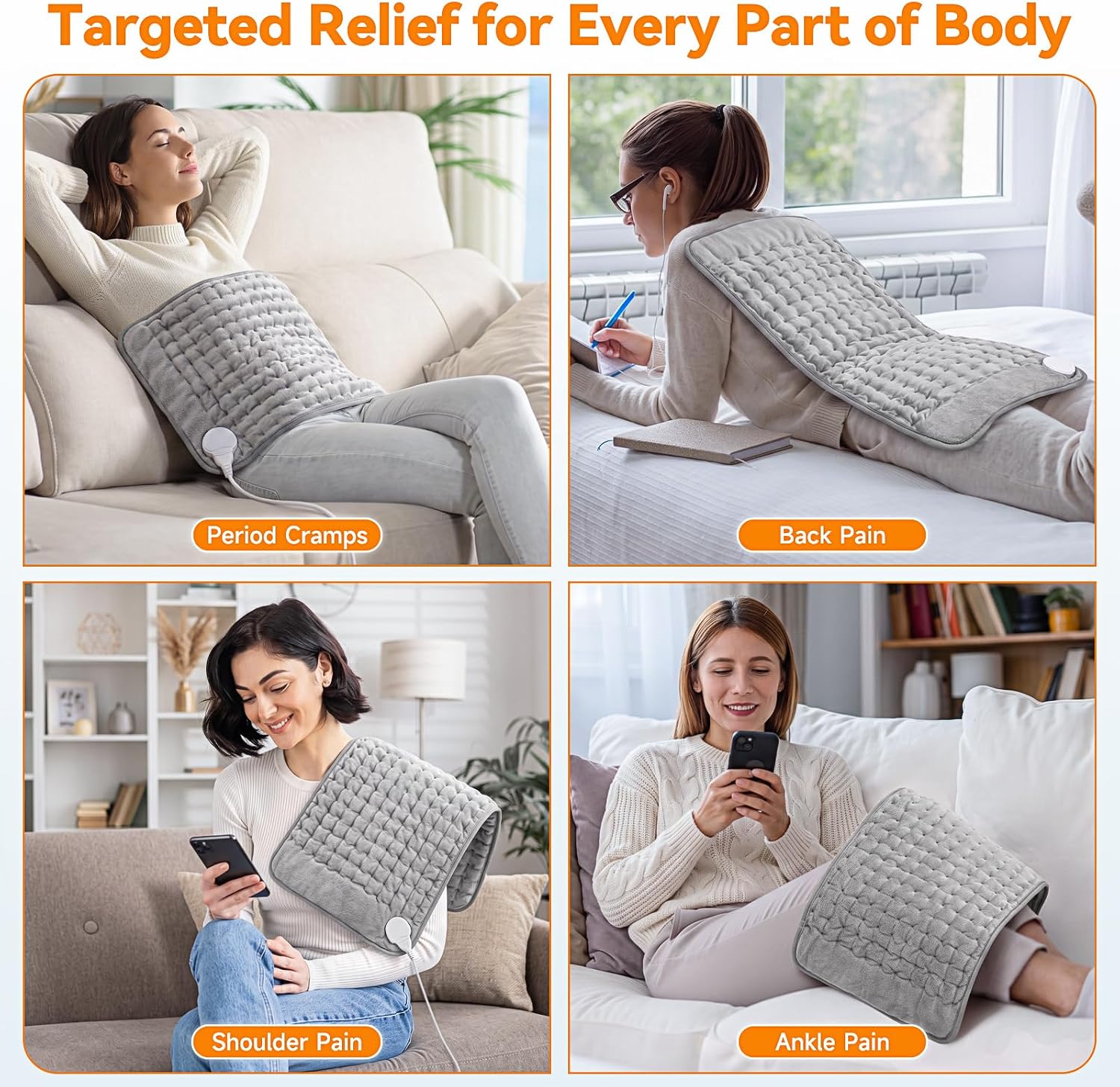 Detalle 1 de Seektain Electric Heating Pad for Neck Shoulder, 12" × 24", Washable